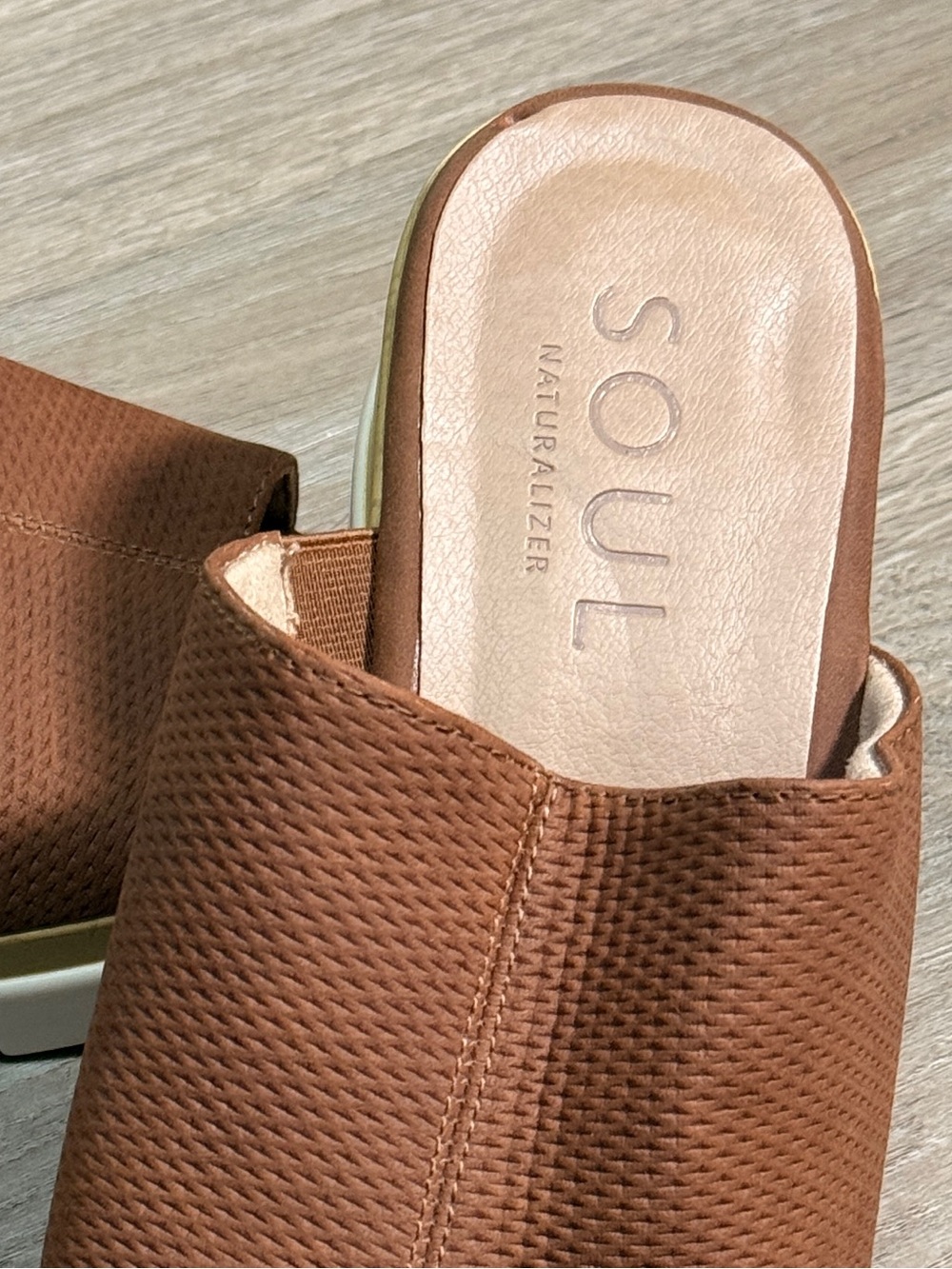 Soul Naturalizer Shoes Women Size 8.5M Brown Wedge Sandal Mules Peep Toe Slides - Picture 13 of 13